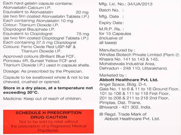 Stator Cv 20mg Strip Of 15 Capsules