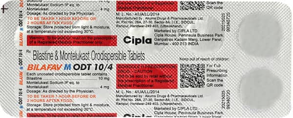 Bilafav M Odt 10/4mg Strip Of 10 Tablets