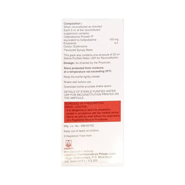 Monocef O 100mg Delicious Pineapple Peppermint Flavour Bottle Of 30ml Dry Suspension