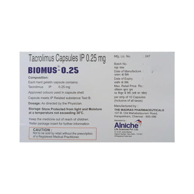 Biomus 0.25mg Strip Of 10 Capsules