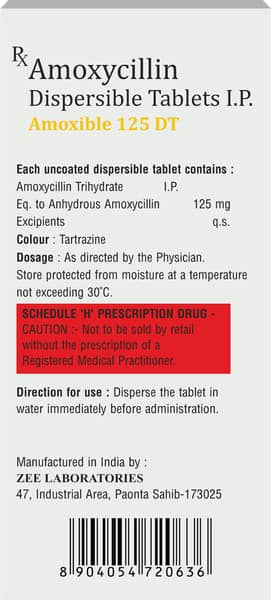 Amoxible 125mg Dt Strip 10 Tablets