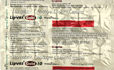 Lipvas Gold Strip Of 10 Capsules