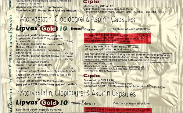 Lipvas Gold Strip Of 10 Capsules