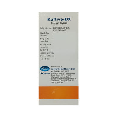 Kuftive Dx Bottle Of 100ml Cough Syrup
