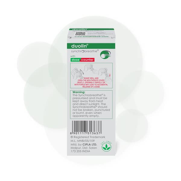 Duolin Synchrobreathe Cfc Free Bottle Of 180 Metered Dose Inhaler