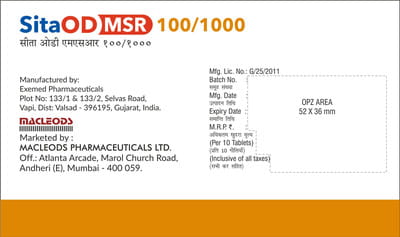 सीता Od Msr 50/500एमजी स्ट्रिप ऑफ 10 टैबलेट