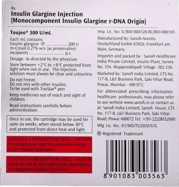 TOUJEO 300U/ML SOLUTION FOR INJECTION