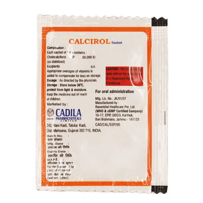 Calcirol Orange Flavour Sachet Of 1gm Oral Powder