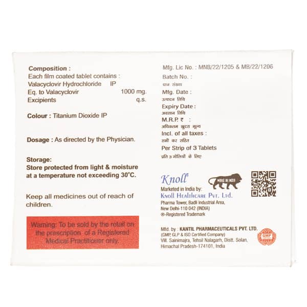 Valcoveer 1000Mg Strip Of 3 Tablets