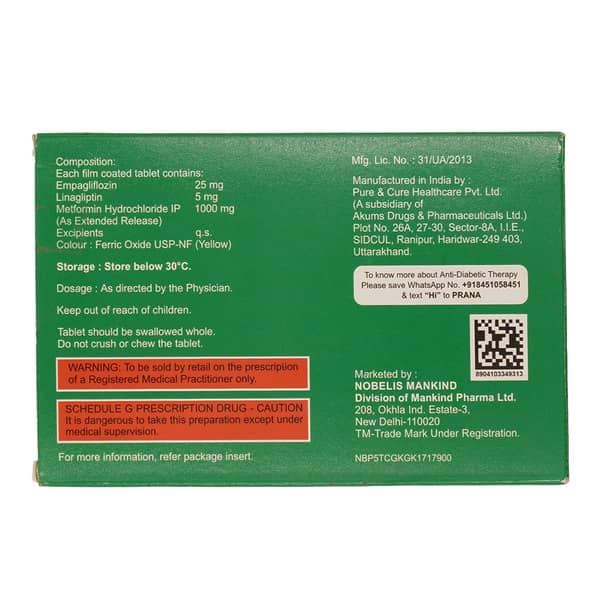 Empaglyde Lm 25/1000mg Strip Of 10 Tablets