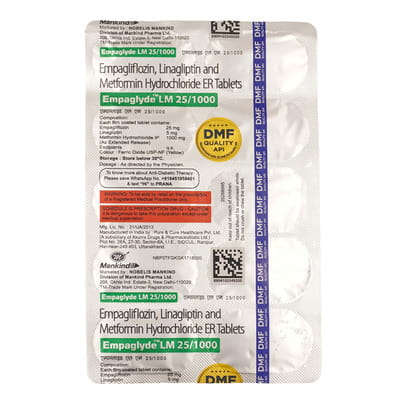 Empaglyde Lm 25/1000mg Strip Of 10 Tablets
