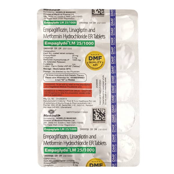 Empaglyde Lm 25/1000mg Strip Of 10 Tablets