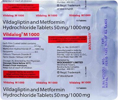 Vildalog M 1000mg Strip Of 15 Tablets