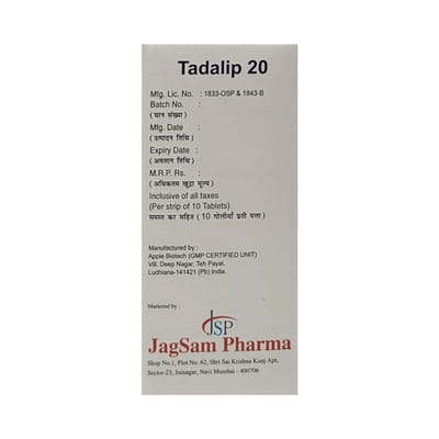 Tadalip 20 Strip Of 10 Tablets
