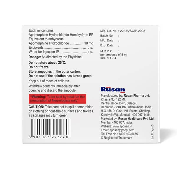 Aposan 10Mg Ampoule Of 5Ml Injection (Pack Of 5)