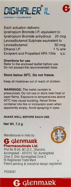 Digihaler Il Box Of 120md 7.2gm Metered Dose Inhaler