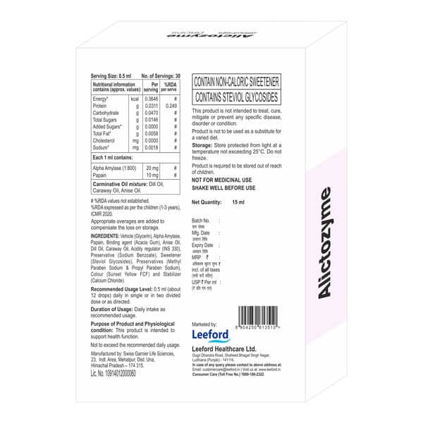 Alictozyme Bottle Of 15ml Oral Drops