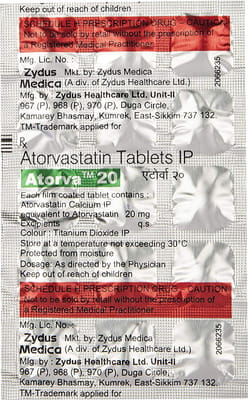Atorva 20mg Strip Of 15 Tablets