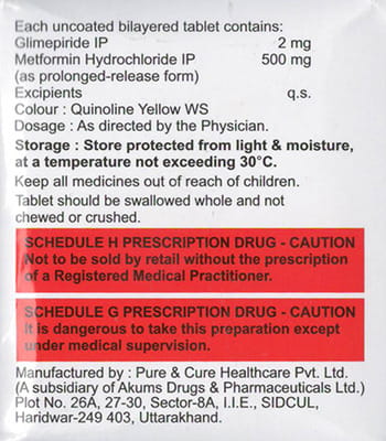 Glimicure M 2mg Strip Of 15 Tablets