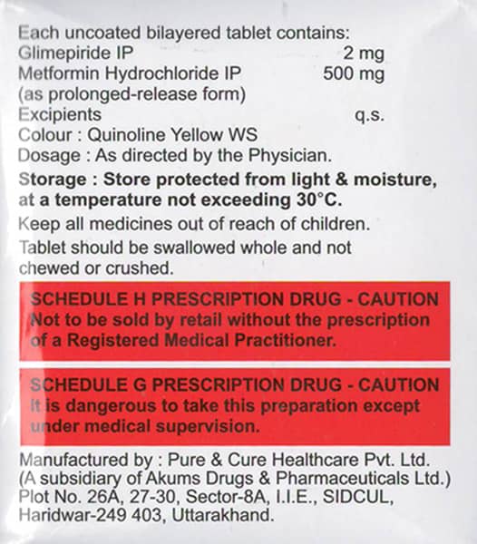 Glimicure M 2Mg Strip Of 15 Tablets