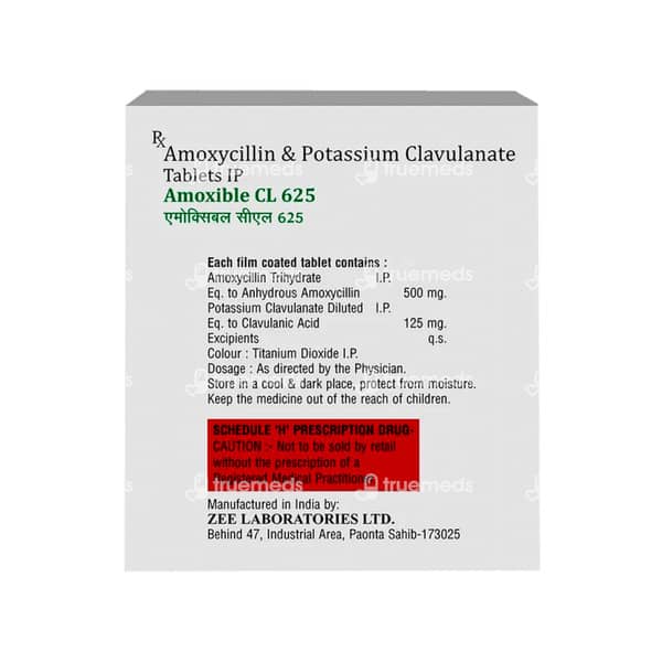 Amoxible Cl 625mg Strip Of 10 Tablets