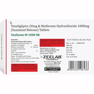 Tenlizem M 1000mg Sr Strip Of 10 Tablets