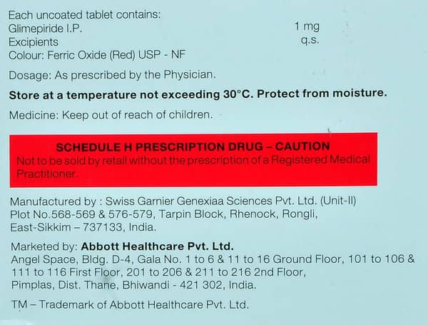 Glimer 1mg Strip Of 15 Tablets