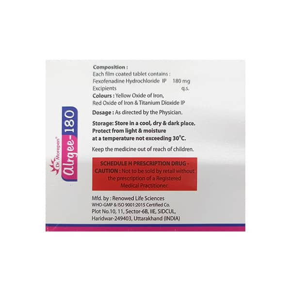 Alrgee 180 Strip Of 10 Tablets