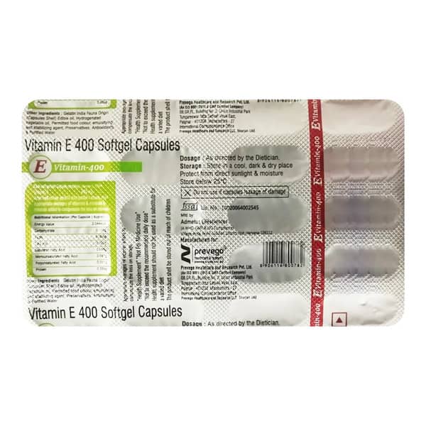 E Vitamin 400Mg Strip Of 20 Softgel Capsules