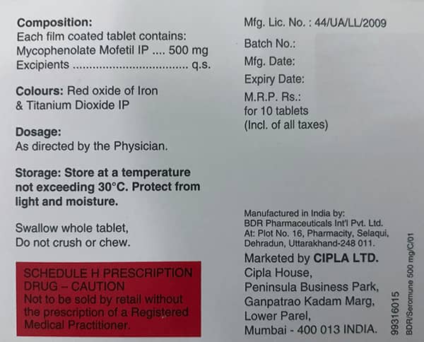 Seromune 500mg Strip Of 10 Tablets