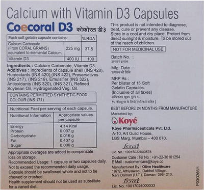 Coecoral D3 Strip Of 15 Capsules