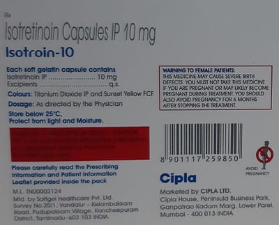 Isotroin 10mg Strip Of 15 Capsules