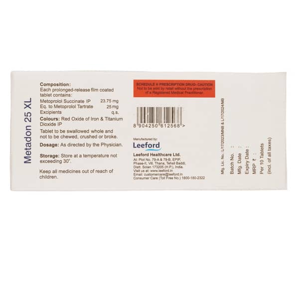 Metadon Xl 25mg Strip Of 10 Tablets