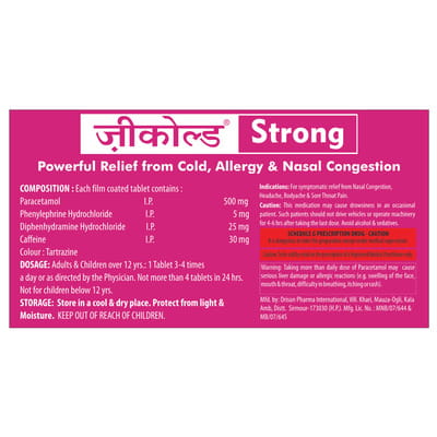 New And Advanced Zeecold Strong Strip Of 10 Tablets