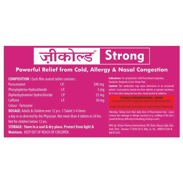 New And Advanced Zeecold Strong Strip Of 10 Tablets