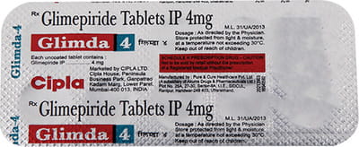 Glimda 4mg Strip Of 10 Tablets