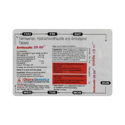 Amlosafe 3d 80mg Strip Of 7 Tablets