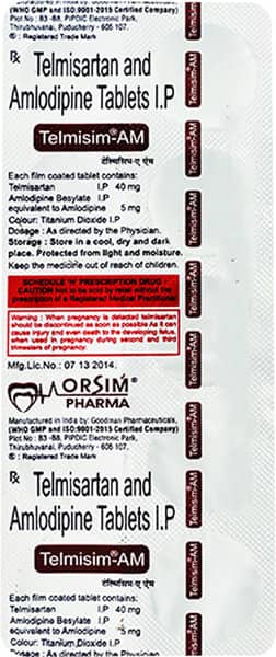 Telmisim Am 40 Mg Tablet 10