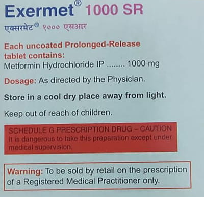 Exermet 1000mg Sr Strip Of 15 Tablets