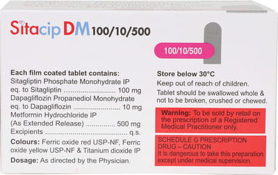 Sitacip Dm 100/10/500mg Strip Of 10 Tablets