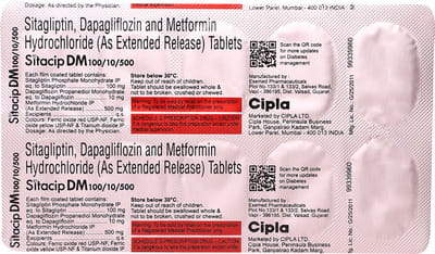 Sitacip Dm 100/10/500mg Strip Of 10 Tablets