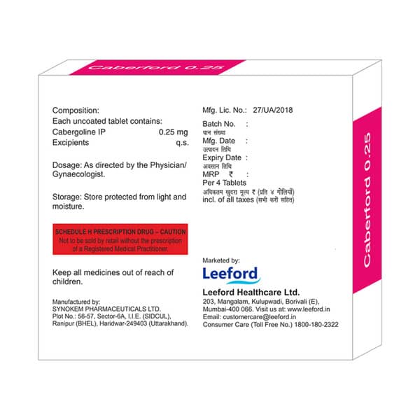 Caberford 0.25Mg Strip Of 4 Tablets