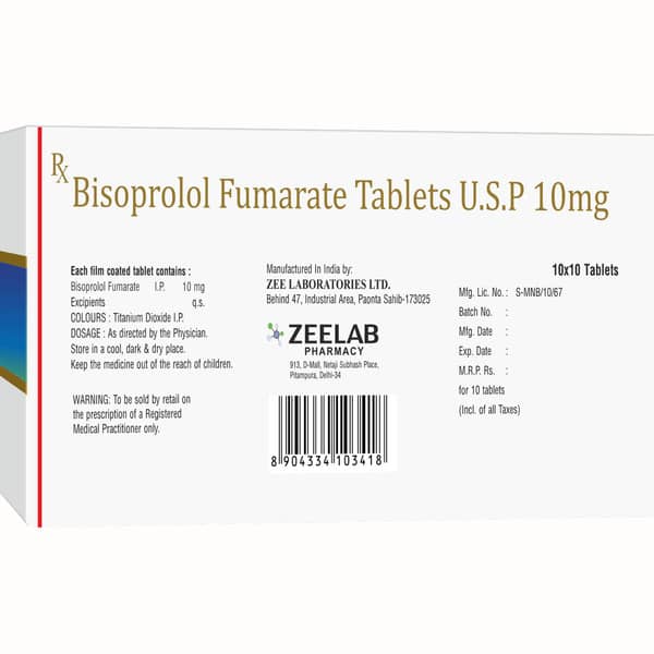 Bisoline 10mg Strip Of 10 Tablets