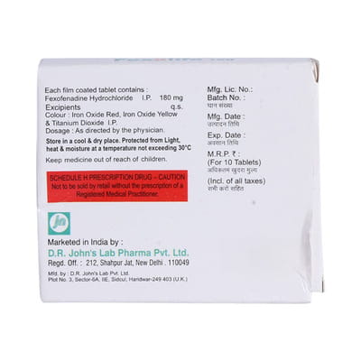 Fexo 180mg Strip Of 10 Tablets