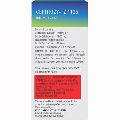 Ceftrozy Tz 1125mg Dry Vial Of 1 Powder For Injection