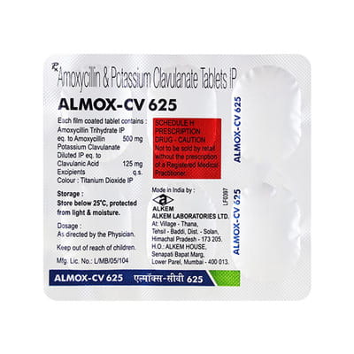 Almox Cv 625mg Strip Of 10 Tablets