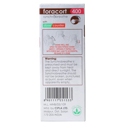 Foracort 400mcg Synchrobreathe With Dose Counter Box Of 120md Metered Dose Inhaler