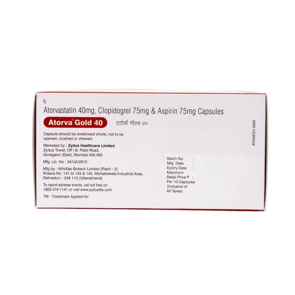 Atorva Gold 40mg Strip Of 10 Capsules