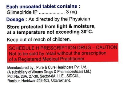 Glimda 3mg Strip Of 10 Tablets