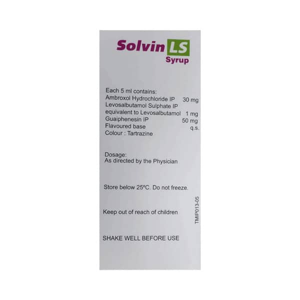 Solvin Ls Sugar Free Bottle Of 100ml Syrup